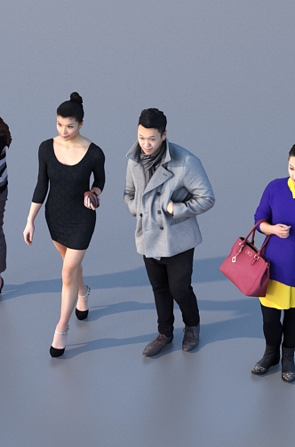 Men and women with multiple characters 3d model