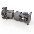 Two Industrial Electric Motors With Metal Casing And Mechanical Parts