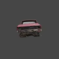 Rusty Red Old Truck Cab Body With Dismantled Chassis And Wheels