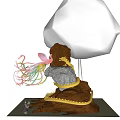 Artistic Sculpture Carving Featuring Tree Root Yellow Snake Small Figure And Colorful Decorations