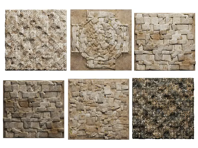 Various Natural Stone Wall Textures With Different Decorative Patterns And Designs 3d model