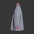 Light Blue Long Sleeve Shirt With Pink Collar Cuffs And Vertical Trim