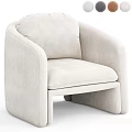 Light Beige Fabric Single Sofa With Modern Minimalist Design And Rounded Armrest 3d model