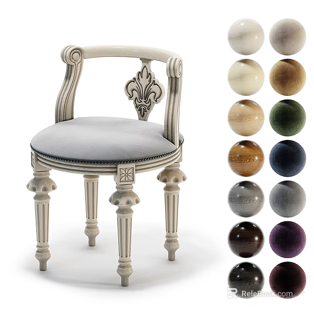 Classic Accent Chair With Ornate Carved Details Armrests And Upholstered Seat Multiple Color Options 3d model 