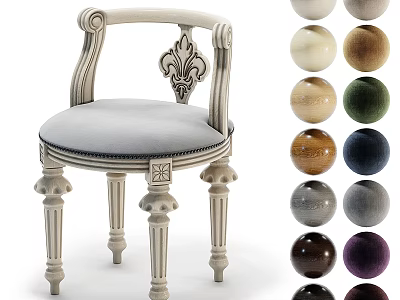 Classic Accent Chair With Ornate Carved Details Armrests And Upholstered Seat Multiple Color Options 3d model