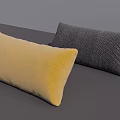 Yellow and Dark Gray Decorative Pillows with Woven Texture on Gray Surface 3d model