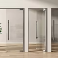 Glass Hinged Doors With Silver Metal Frames Transparent Glass Green Plant And Light Wooden Floor