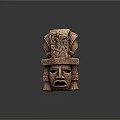 Ancient Civilization Mask With Intricate Carvings And Ornate Headdress Design