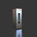 Stainless Steel Upright Kitchen Appliance With Glass Door And Multiple Shelves