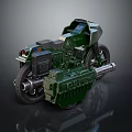 Green Vintage Motorcycle Showcasing Mechanical Engine Design And 1200 Model Features 3d model