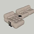 Beige Modern Modular Sectional Sofa With Comfortable Cushions And Side Table 3d model