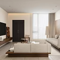 Quiet Chinese and Ancient Style Restaurant Sofa Coffee Table Dining Table and Chair Sideboard 3d model