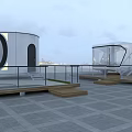 Modern Circular Boutique Guesthouse Building With Glass Curtain Walls Rooftop Terrace And City View