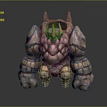 Rugged Horned Stone Game Movie Character With Bulky Rock Like Limbs And Body