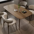 Modern Dining Room Interior With Wooden Table Four Chairs And Decorative Items