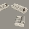 White Modular Sofa Set with Padded Seats Decorative Cushions and Modern Design 3d model