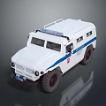 White Police Car Toy With Blue Stripes Roof Lights And Police Markings