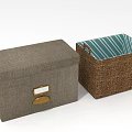 Home Organizer Fabric Storage Box With Gold Lock And Woven Basket Green Linen Lining