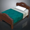 Wooden Bed Frame With Green Bedspread And White Pillow For Bedroom