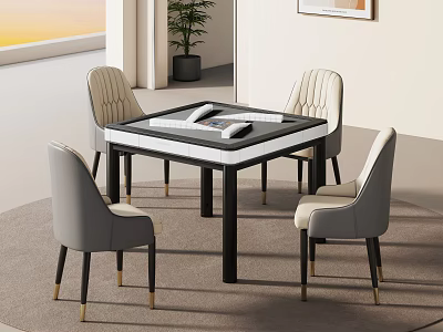 Modern Light Luxury Home Automatic Mahjong Entertainment Table With Four Comfortable Stylish Upholstered Chairs 3d model
