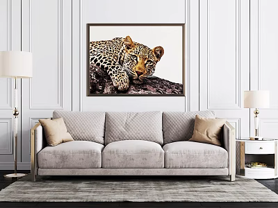 Modern three-person sofa multi-person sofa side combination 3d model