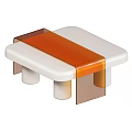 Two Modern Coffee Table Designs Featuring White Orange And Transparent Elements 3d model