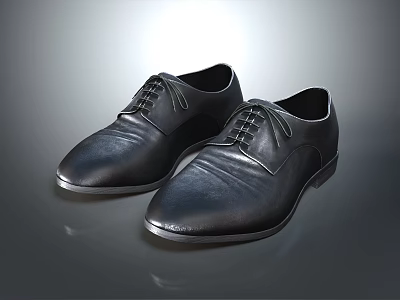 Classic Formal Black Leather Lace Up Shoes With Shiny Upper And Sleek Design 3d model