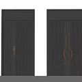 Modern Black Doors With Vertical Stripe Pattern And Sleek Metal Handles