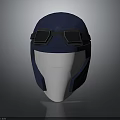 Dog Wearing Blue Helmet With Black Goggles And White Mask