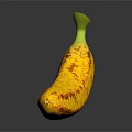 Fresh Ripe Banana With Yellow Peel And Brown Spots On Black Background