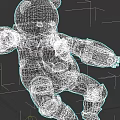 Colorful Mechanical Bear Toy Figure With Glowing Green Eyes And Vibrant Paint