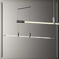 Modern Linear Design Pendant Lights With Metal Frame Hanging In Interior Space 3d model