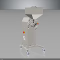 Beige Industrial Machine with Square Feeding Hopper Red Yellow Buttons and Wheels