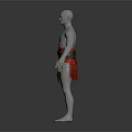 Mannequin Wearing Red Decorative Belt And Red Fabric In Standing Position With Ornate Details