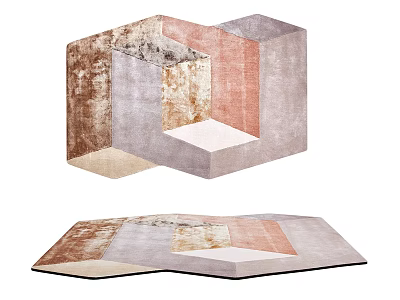 Geometric Stylish Rug With 3D Visual Effect And Warm Color Tones 3d model