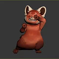 Adorable Red Cartoon Character With Big Ears Chubby Body Smiling And Waving