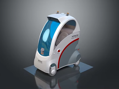Modern Hyundai Futuristic Autonomous Bus With White Body Red Accents And Transparent Blue Windshield 3d model
