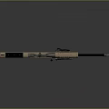 Tan Black Sniper Rifle With Scope Long Barrel And Ammunition Box On Gray Background