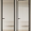 Modern Minimalist Hinged Doors With White Vertical Striped Panels Black Frames And Sleek Handles