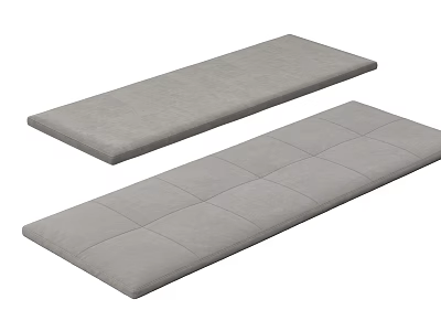 Two Gray Long Seat Cushions With Smooth And Quilted Finishes 3d model