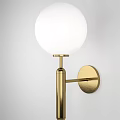 Modern Wall Lamp With Golden Bracket And White Spherical Lampshade Design 3d model