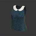 Fashionable Blue Polka Dot Sleeveless Top with White Collar for Women