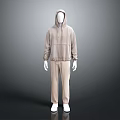 Casual Beige Hoodie and Pants Set with Relaxed Fit for Everyday Wear