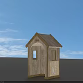 Wooden House Model Home Decor With Gray Roof Arched Doorway And Window