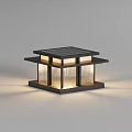 Solar Powered Outdoor Light With Modern Square Design And Transparent Glass Panels