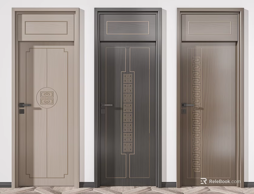 Home Interior Hinged Doors With Diverse Patterns And Modern Design 3d model