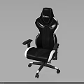 Modern Black And White Gaming Chair With Comfortable Design And Rolling Wheels 3d model