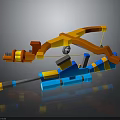 Colorful 3D Model Weapon With Orange Red Blue Yellow Components And Combined Structure