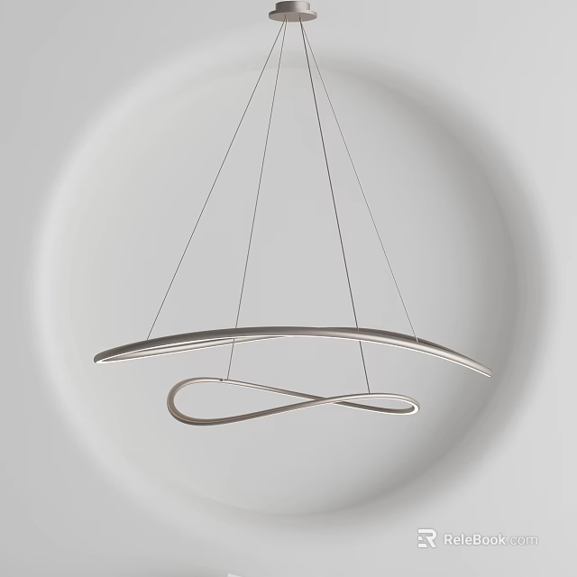 Modern Infinity Shape Sleek Metal Pendant Light Hanging In Minimalist Interior 3d model