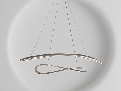Modern Infinity Shape Sleek Metal Pendant Light Hanging In Minimalist Interior 3d model